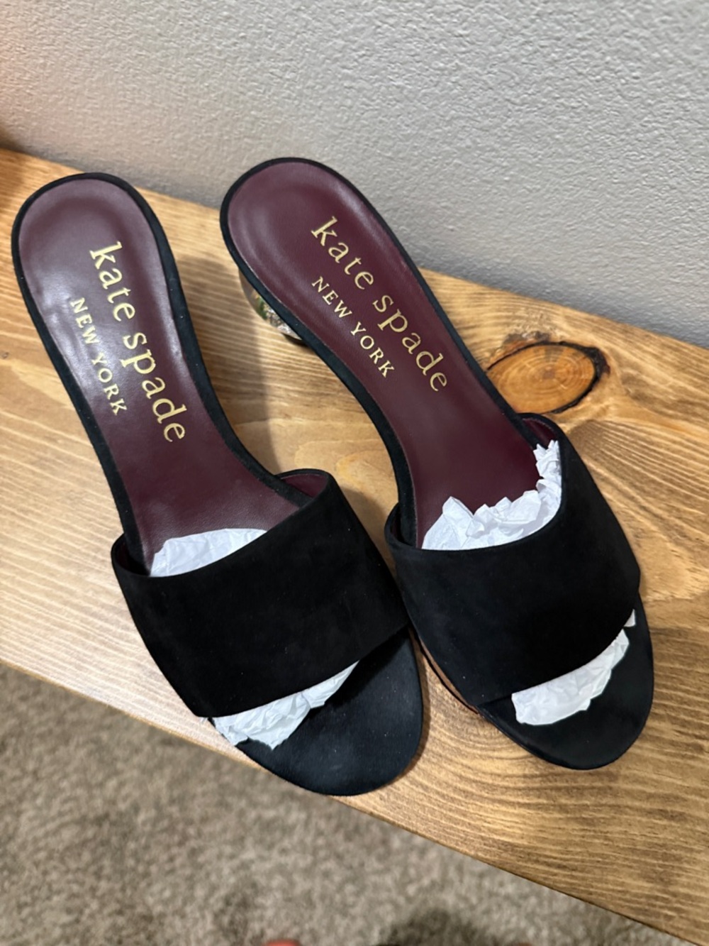Kate Spade ♠️ Statement Suede Snow Globe Novelty Polished Slide Sandals; 8.5 - Picture 6 of 16